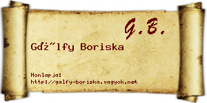 Gálfy Boriska névjegykártya